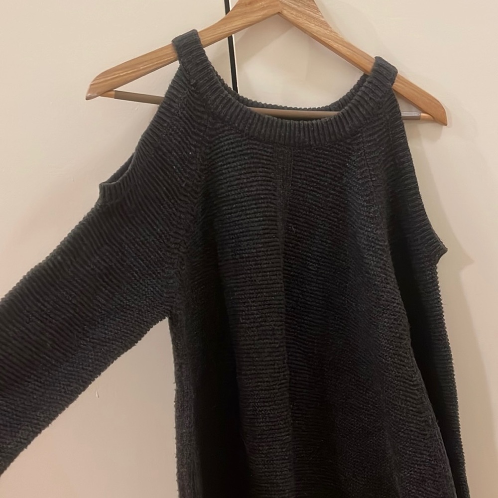 Gray open shoulder sweater
